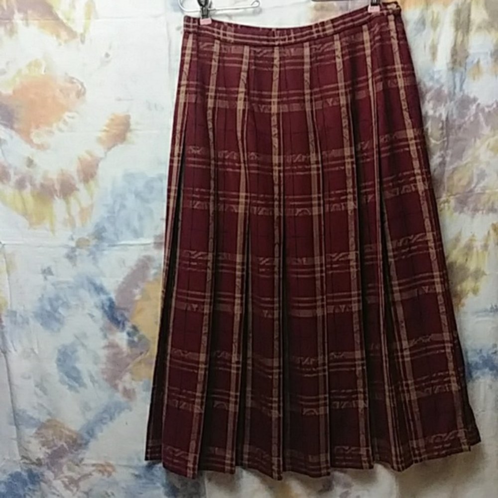 Maroon wool Pendleton skirt - Picture 2 of 4